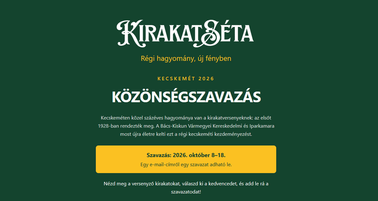 Elindult a KirakatSéta Kecskemét - 18 versenykirakat várja a közönség szavazatait Elindult a KirakatSéta Kecskemét - 18 versenykirakat várja a közönség szavazatait